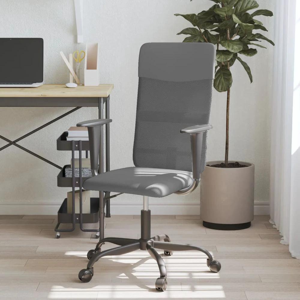 vidaXL Office Chair Height Adjustable Black Mesh Fabric and Faux Leather - Office Chair