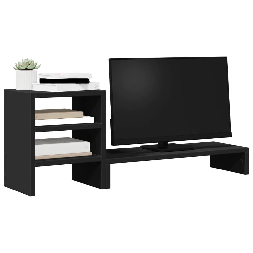 vidaXL Monitor Stand with Desk Organiser White Engineered Wood - Office Storage