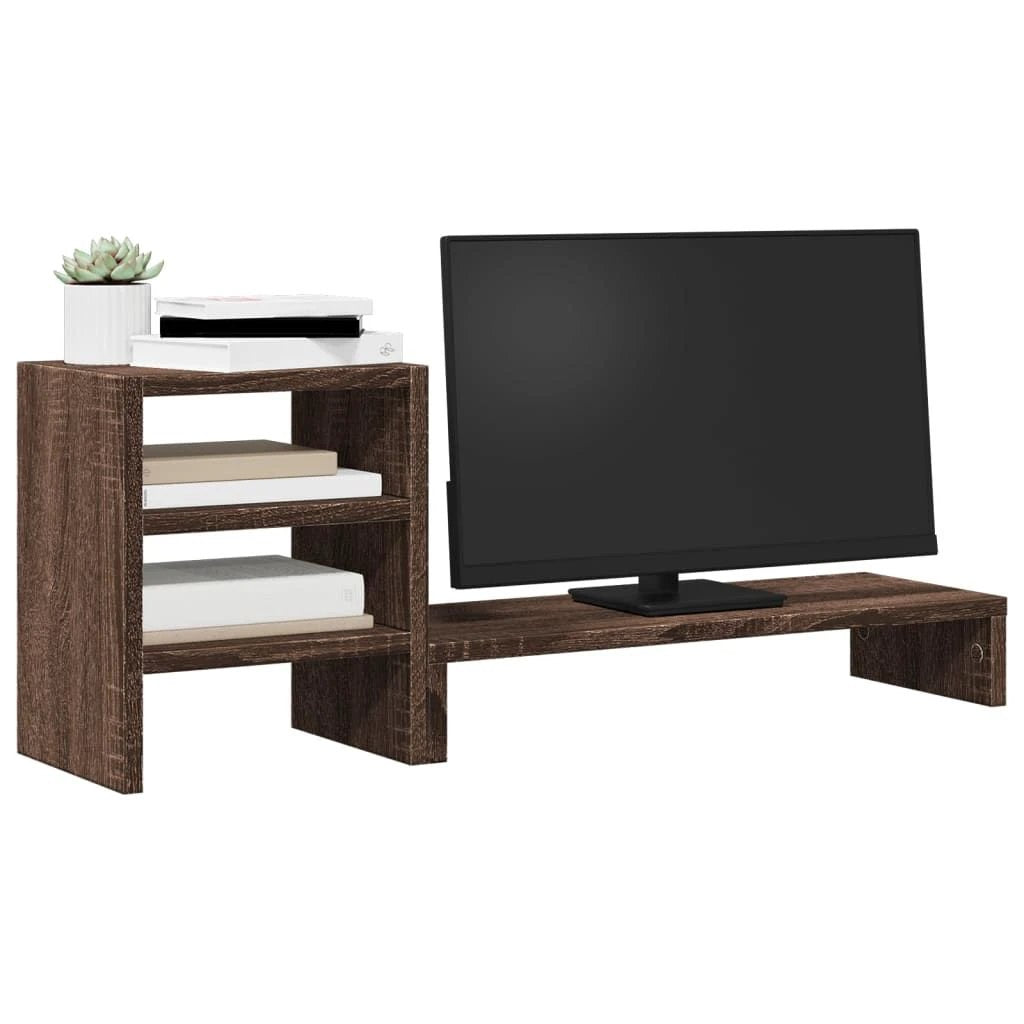 vidaXL Monitor Stand with Desk Organiser White Engineered Wood - Office Storage