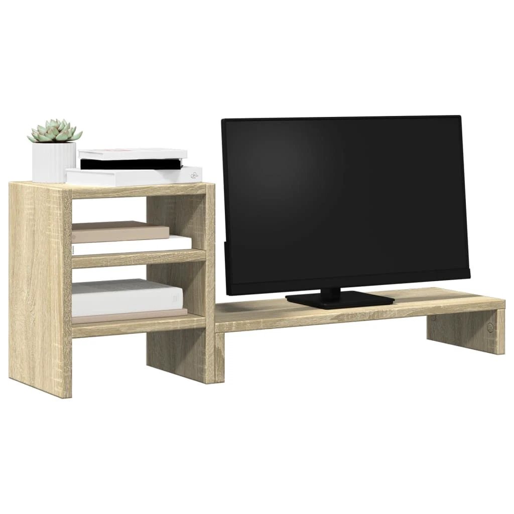 vidaXL Monitor Stand with Desk Organiser White Engineered Wood by vidaXL