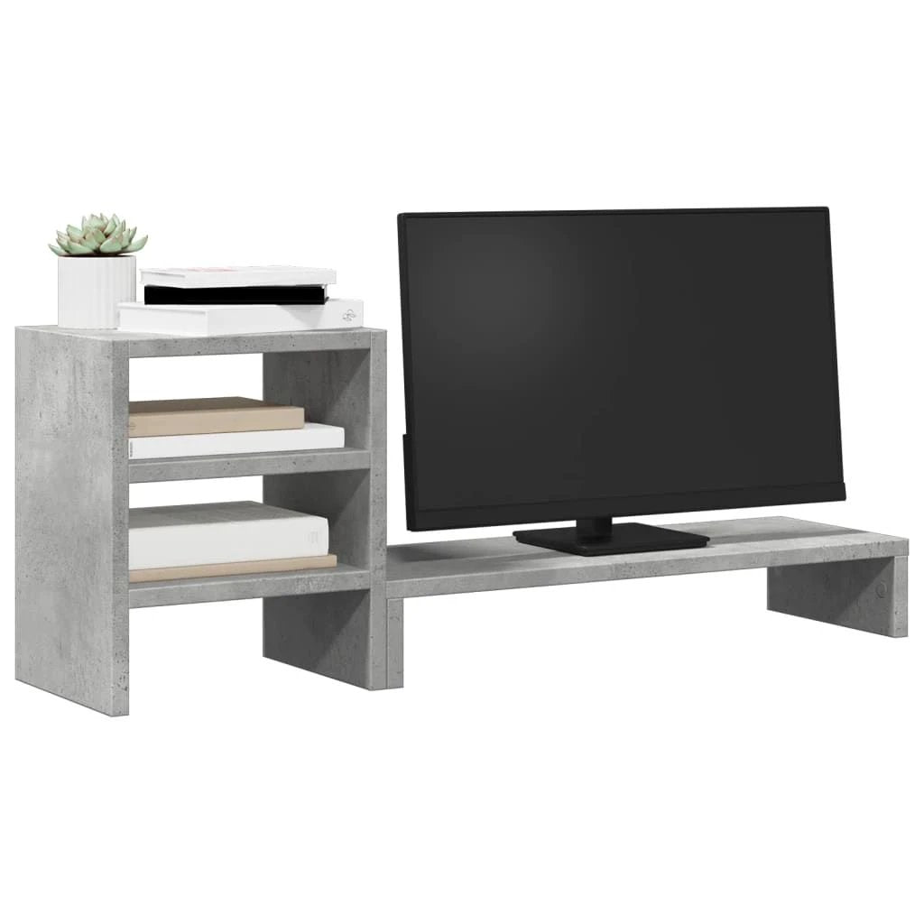 vidaXL Monitor Stand with Desk Organiser White Engineered Wood - Office Storage