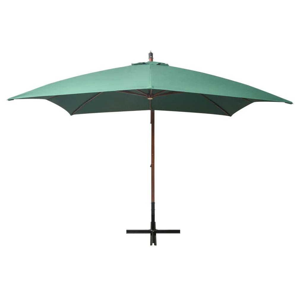 Hanging Parasol 300x300 cm Wooden Pole vidaXL Green by vidaXL