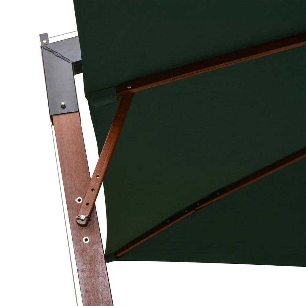 Hanging Parasol 300x300 cm Wooden Pole vidaXL Green by vidaXL