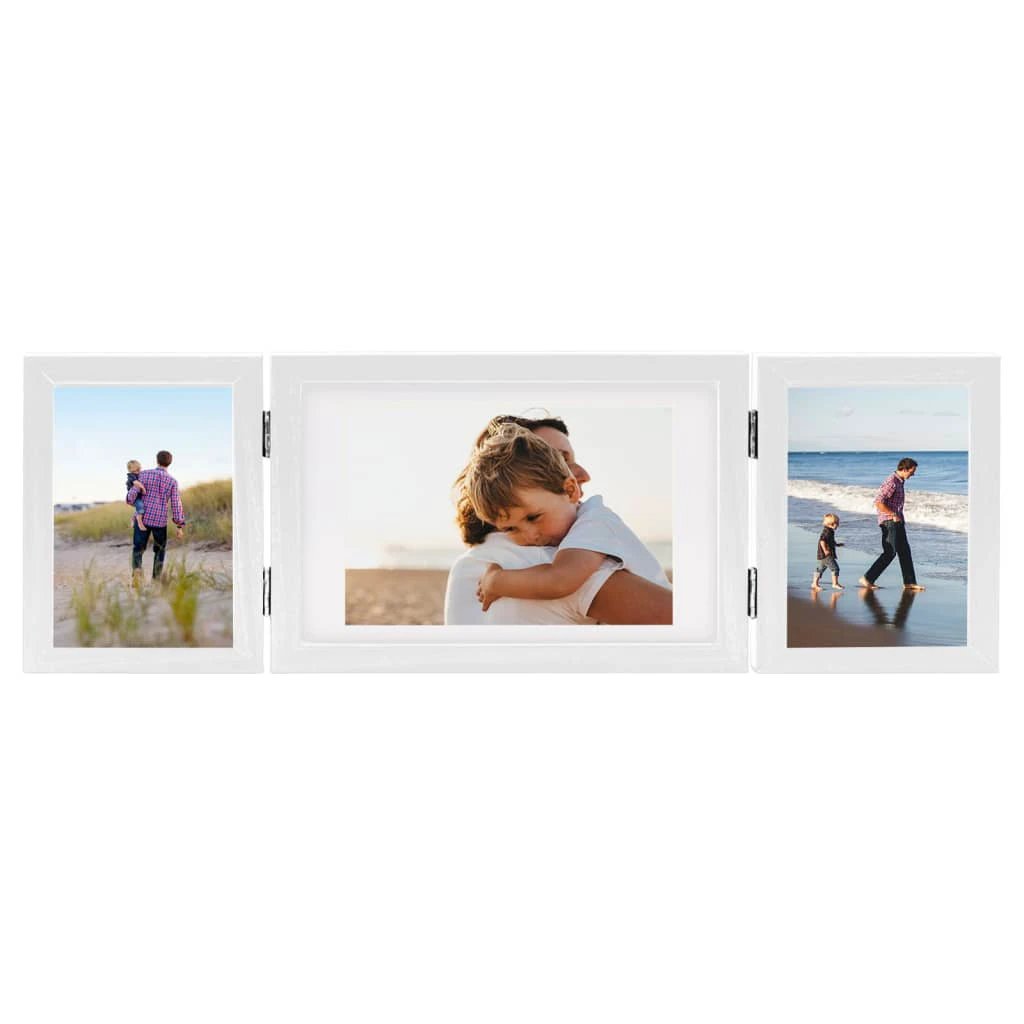vidaXL Trifold Photo Frame Collage Light Brown 22x15 cm+2x by vidaXL