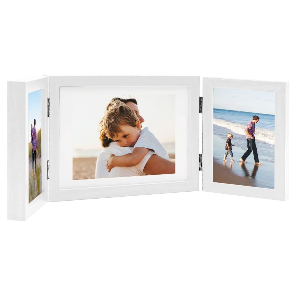 vidaXL Trifold Photo Frame Collage Light Brown 22x15 cm+2x by vidaXL