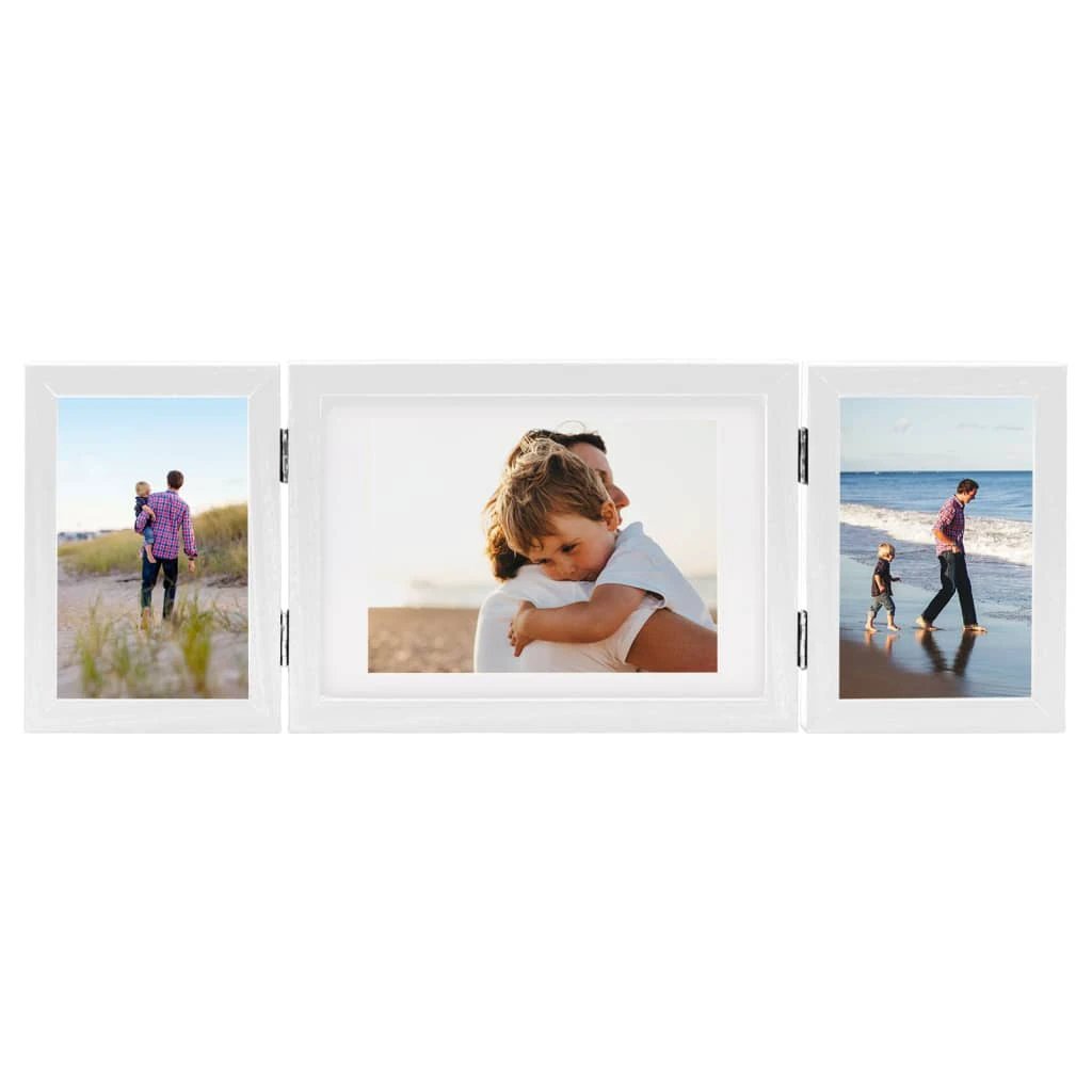 vidaXL Trifold Photo Frame Collage Light Brown 22x15 cm+2x by vidaXL