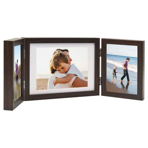 vidaXL Trifold Photo Frame Collage Light Brown 22x15 cm+2x by vidaXL