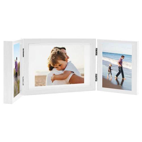 vidaXL Trifold Photo Frame Collage Light Brown 22x15 cm+2x by vidaXL