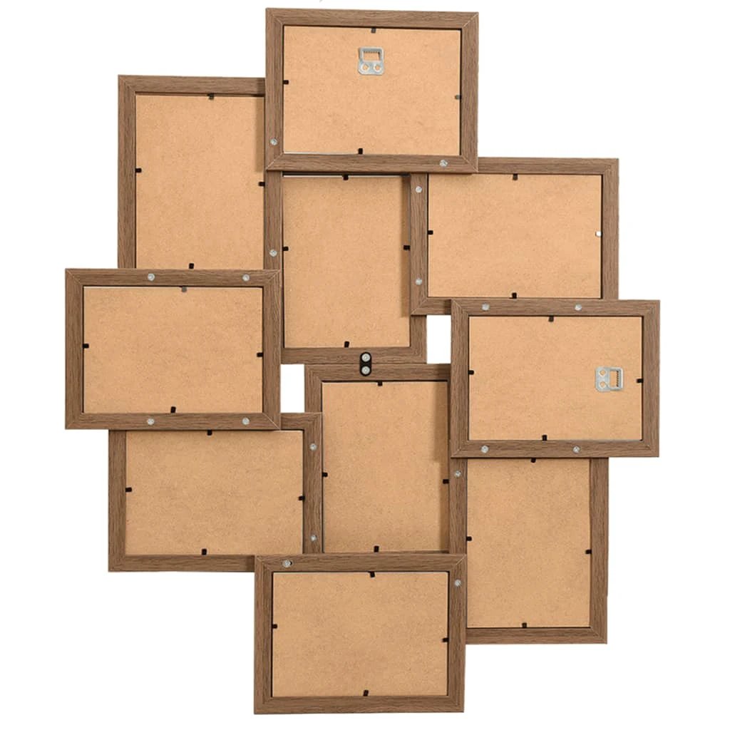 vidaXL Collage Photo Frame for 10x(10x15 cm) Picture Light Brown MDF by vidaXL
