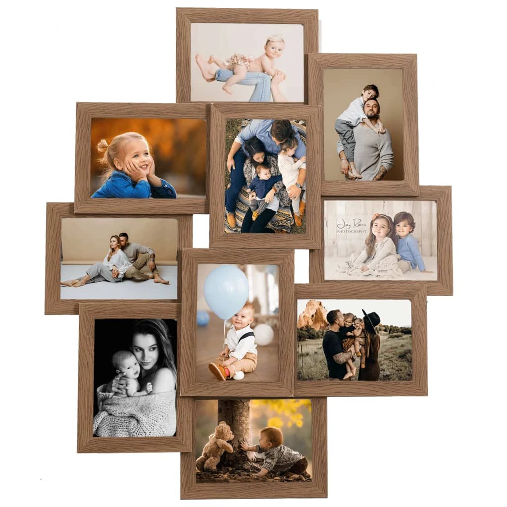 vidaXL vidaXL Collage Photo Frame for 10x(10x15 cm) Picture Light Brown MDF - Photo Frame