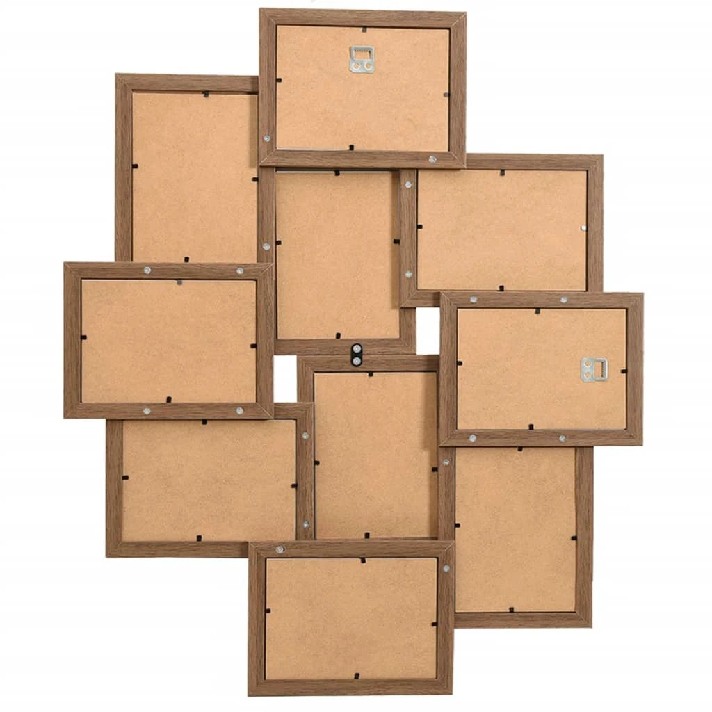 vidaXL vidaXL Collage Photo Frame for 10x(10x15 cm) Picture Light Brown MDF - Photo Frame
