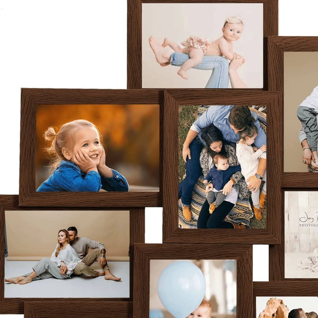 vidaXL Collage Photo Frame for 10x(10x15 cm) Picture Light Brown MDF by vidaXL