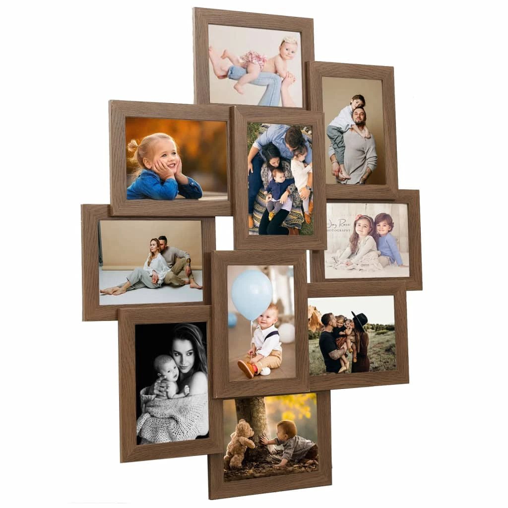 vidaXL vidaXL Collage Photo Frame for 10x(10x15 cm) Picture Light Brown MDF - Photo Frame
