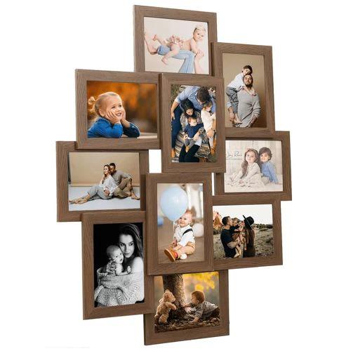 vidaXL vidaXL Collage Photo Frame for 10x(10x15 cm) Picture Light Brown MDF - Photo Frame
