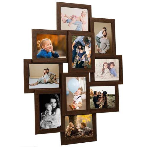 vidaXL Collage Photo Frame for 10x(10x15 cm) Picture Light Brown MDF by vidaXL