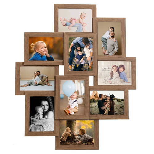 vidaXL vidaXL Collage Photo Frame for 10x(10x15 cm) Picture Light Brown MDF - Photo Frame