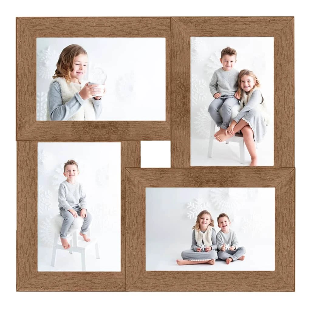 vidaXL Collage Photo Frame for 4x(10x15 cm) Picture Light Brown MDF by vidaXL