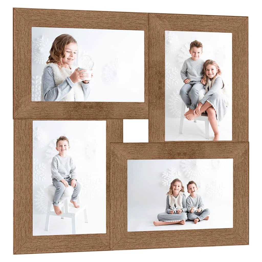 vidaXL Collage Photo Frame for 4x(10x15 cm) Picture Light Brown MDF by vidaXL