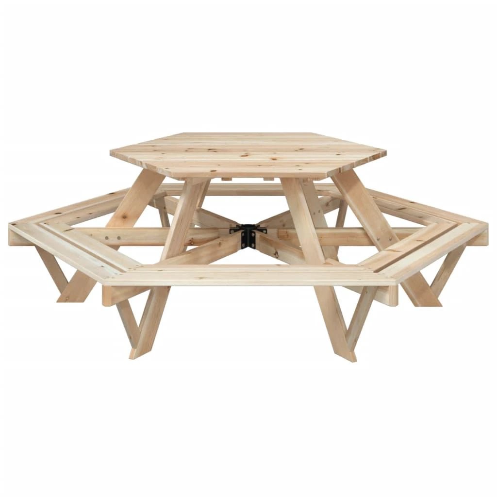 vidaXL Picnic Table for 6 Kids with Benches Hexagon Solid Wood Fir by vidaXL