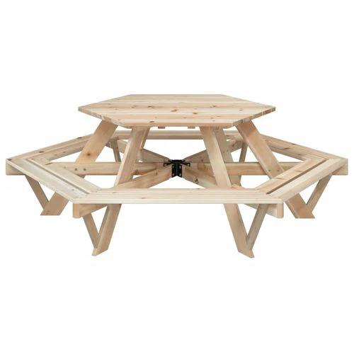 vidaXL Picnic Table for 6 Kids with Benches Hexagon Solid Wood Fir by vidaXL