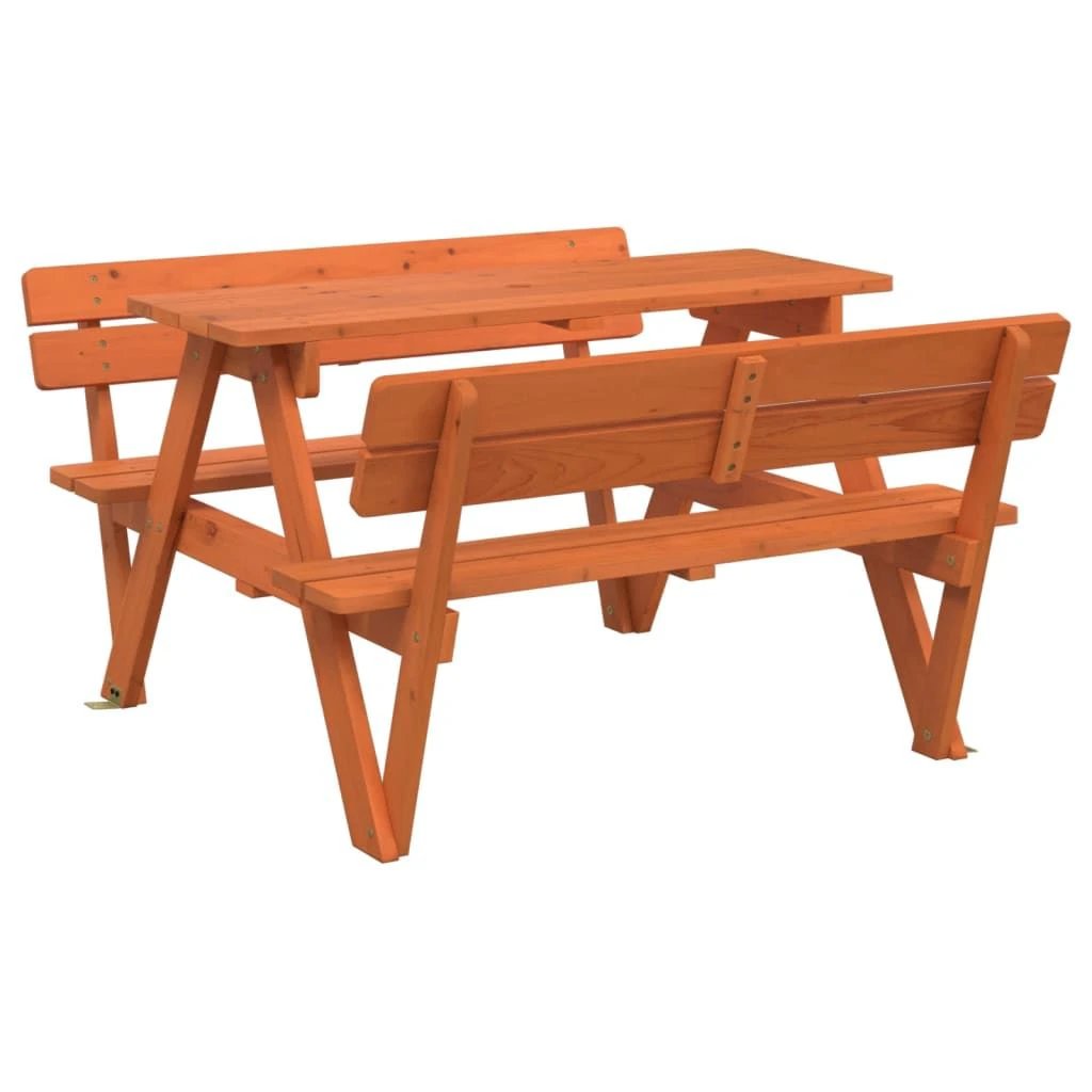 vidaXL Picnic Table for 4 Kids with Umbrella Hole Solid Wood Fir - Picnic Tables