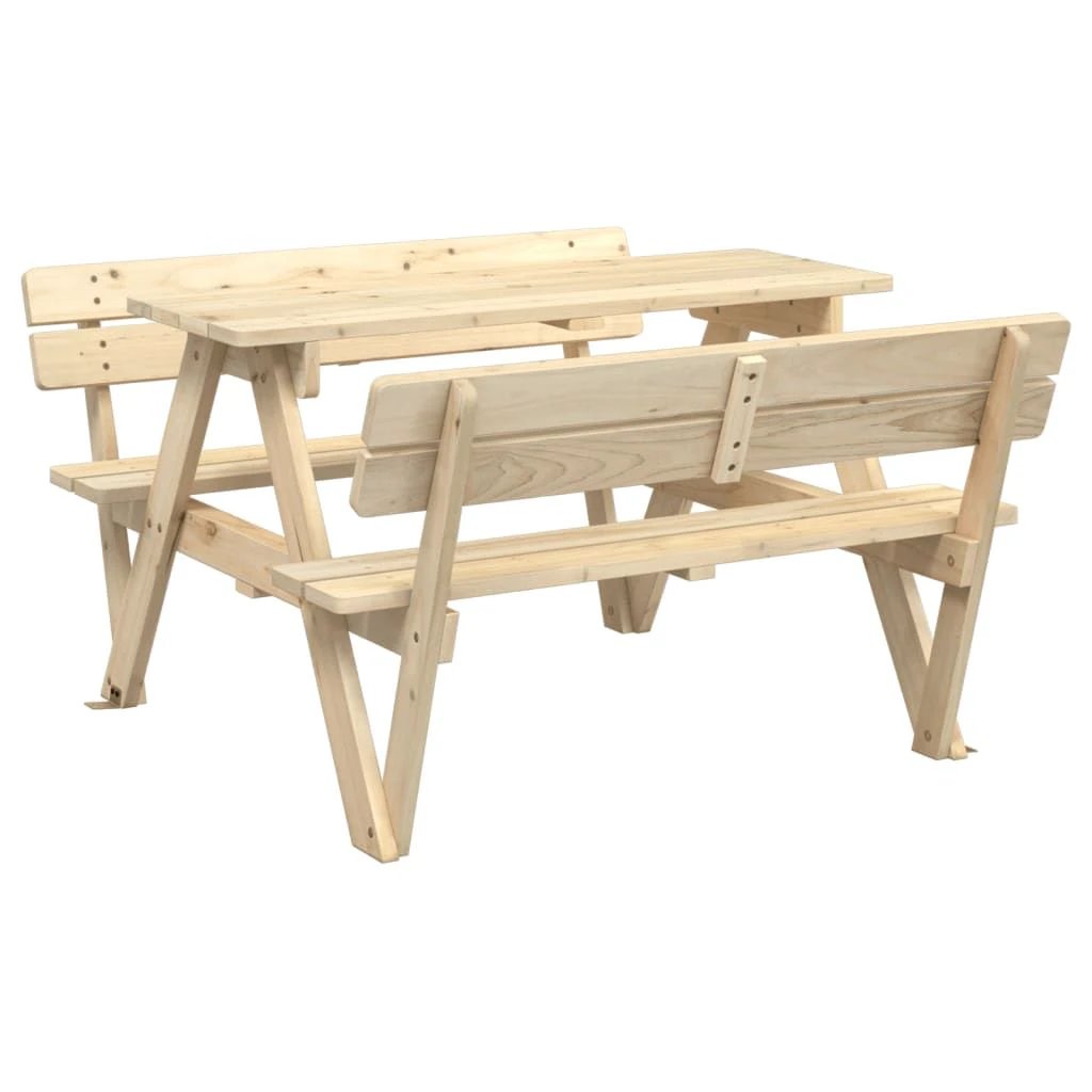 vidaXL Picnic Table for 4 Kids with Umbrella Hole Solid Wood Fir - Picnic Tables