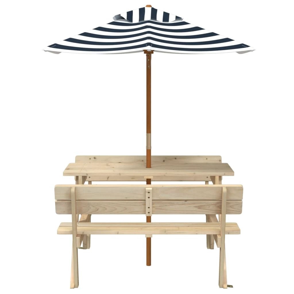 vidaXL Picnic Table for 4 Kids with Umbrella Hole Solid Wood Fir by vidaXL