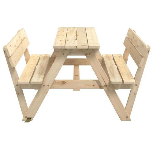 vidaXL Picnic Table for 4 Kids with Umbrella Hole Solid Wood Fir by vidaXL