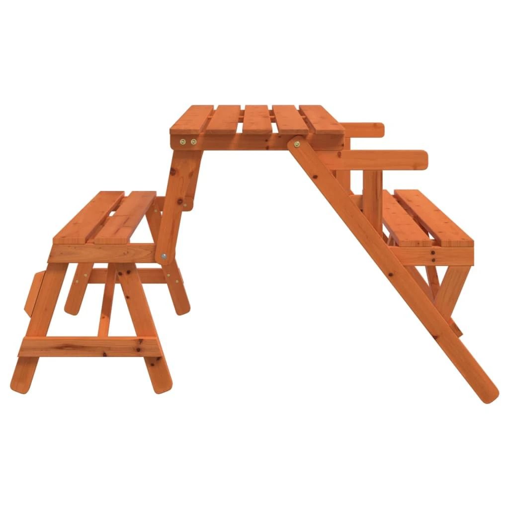 vidaXL Picnic Table with Benches Solid Wood Fir 2-in-1 Convertible - Picnic Tables