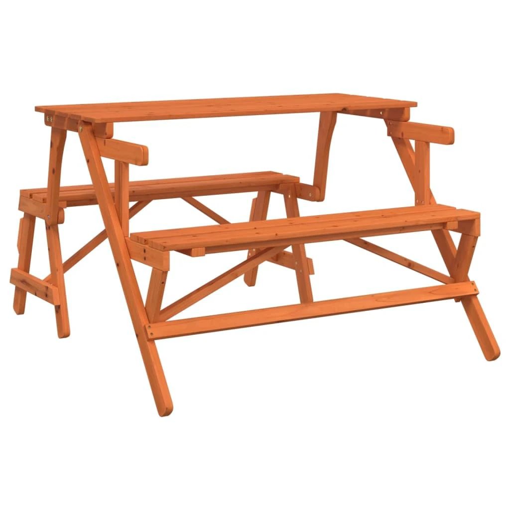 vidaXL Picnic Table with Benches Solid Wood Fir 2-in-1 Convertible - Picnic Tables