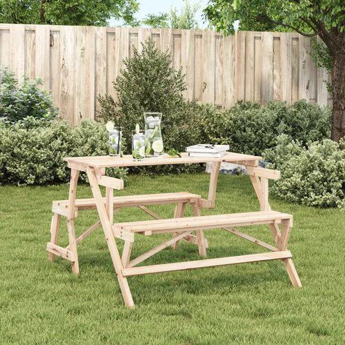vidaXL Picnic Table with Benches Solid Wood Fir 2-in-1 Convertible by vidaXL