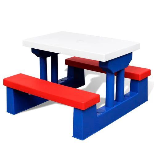Kids' Picnic Table with Benches and Parasol Multicolour by vidaXL