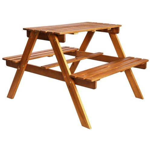 vidaXL Kids Picnic Table with Parasol 79x90x60 cm Solid Acacia Wood - Picnic Tables