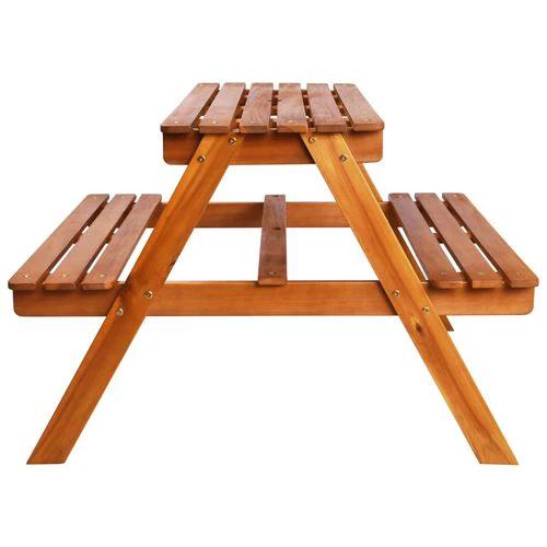 vidaXL Kids Picnic Table with Parasol 79x90x60 cm Solid Acacia Wood - Picnic Tables
