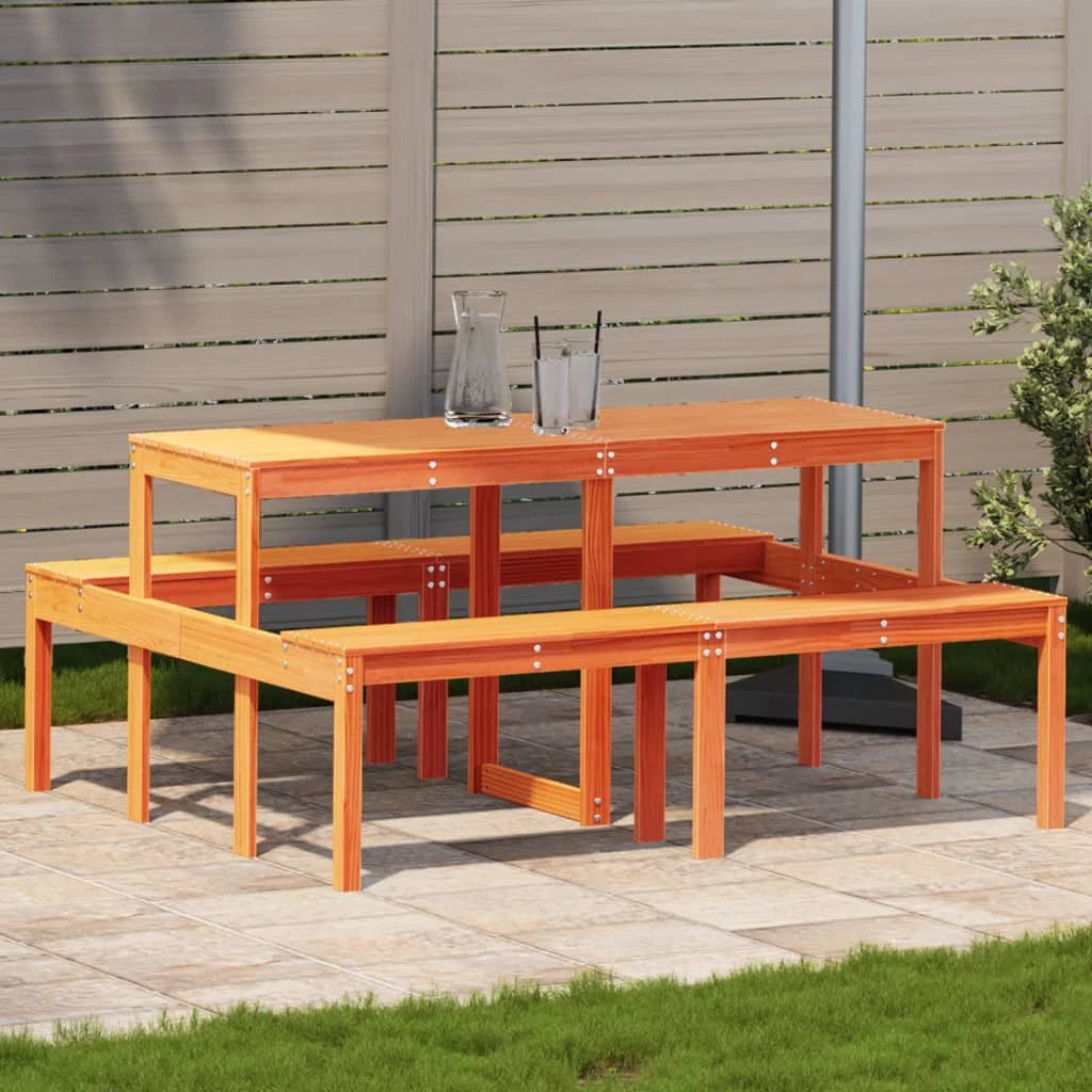 vidaXL Picnic Table Wax Brown 110x134x75 cm Solid Wood Pine by vidaXL