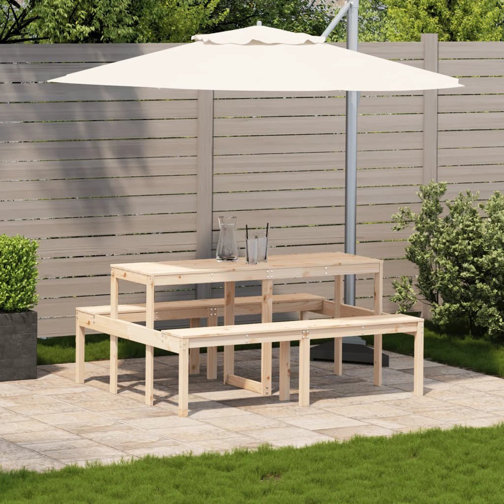 vidaXL Picnic Table Wax Brown 110x134x75 cm Solid Wood Pine by vidaXL