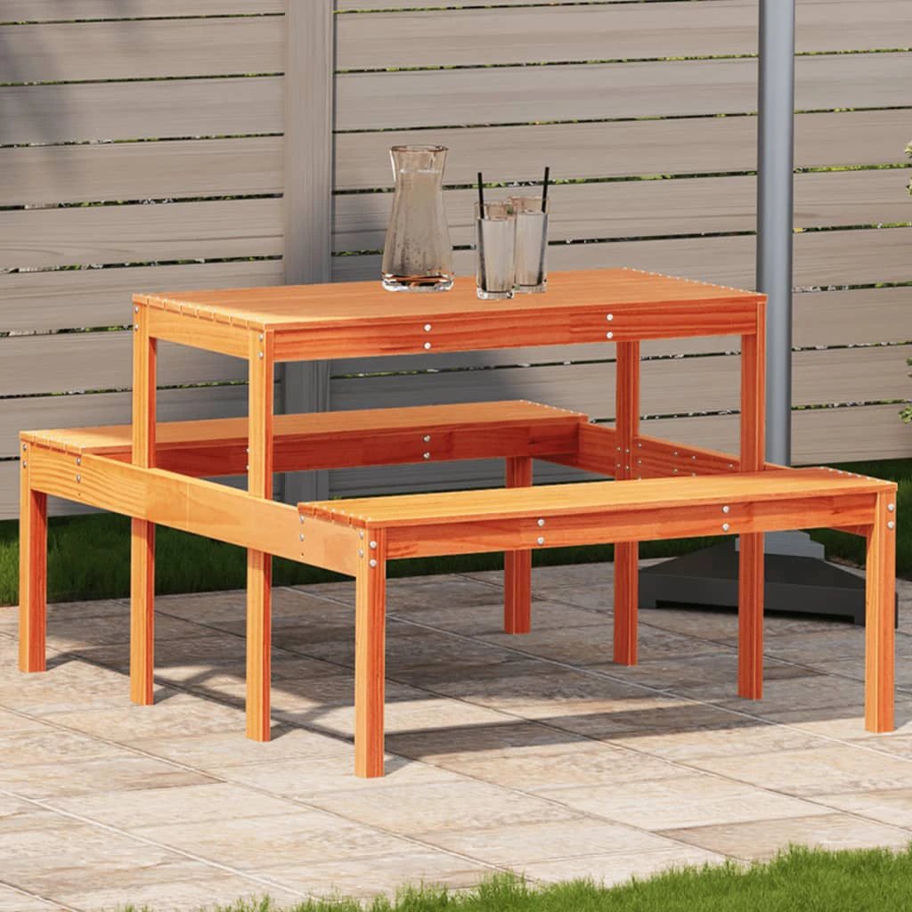 vidaXL vidaXL Picnic Table Wax Brown 110x134x75 cm Solid Wood Pine - Picnic Tables