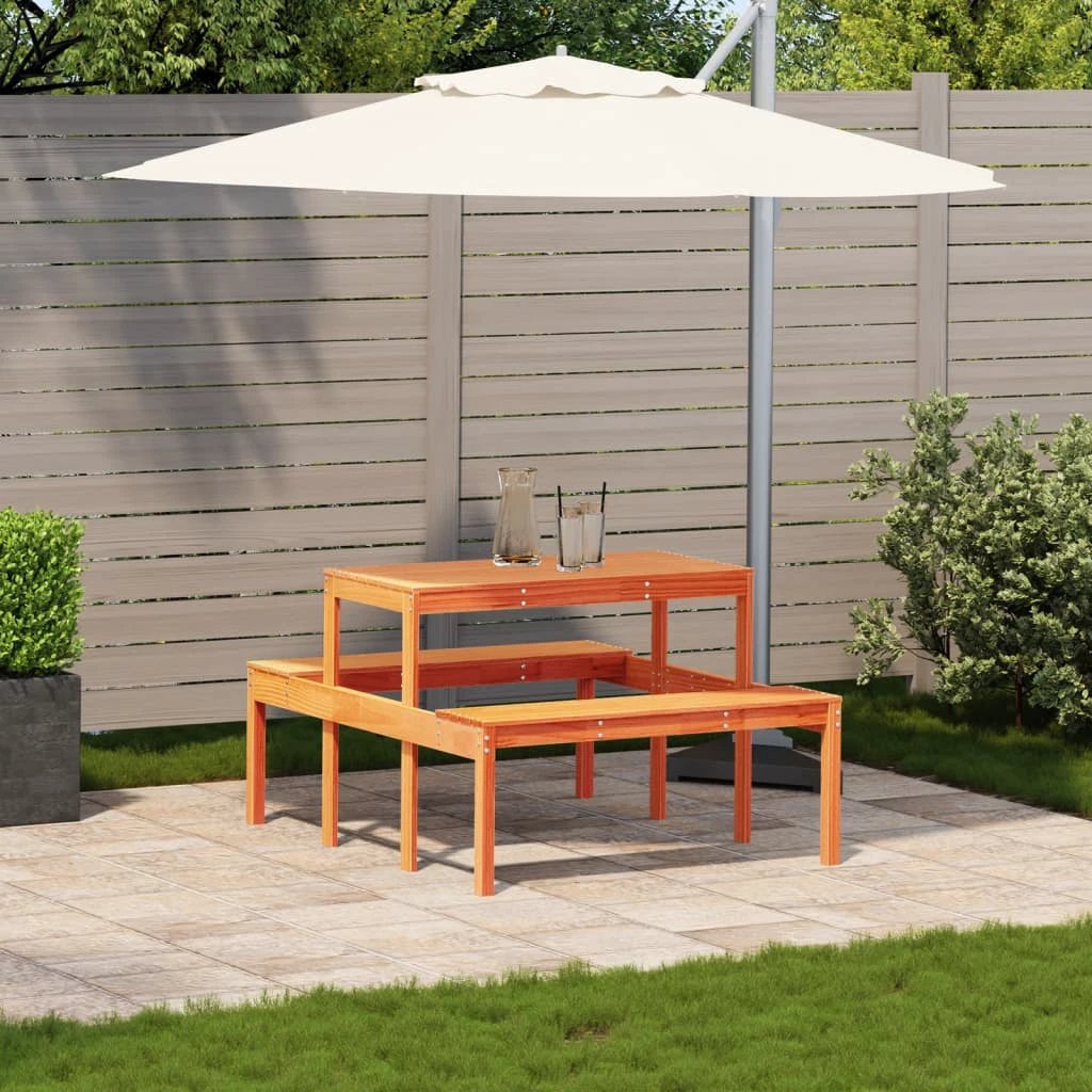 vidaXL vidaXL Picnic Table Wax Brown 110x134x75 cm Solid Wood Pine - Picnic Tables