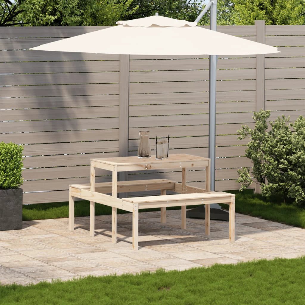 vidaXL vidaXL Picnic Table Wax Brown 110x134x75 cm Solid Wood Pine - Picnic Tables