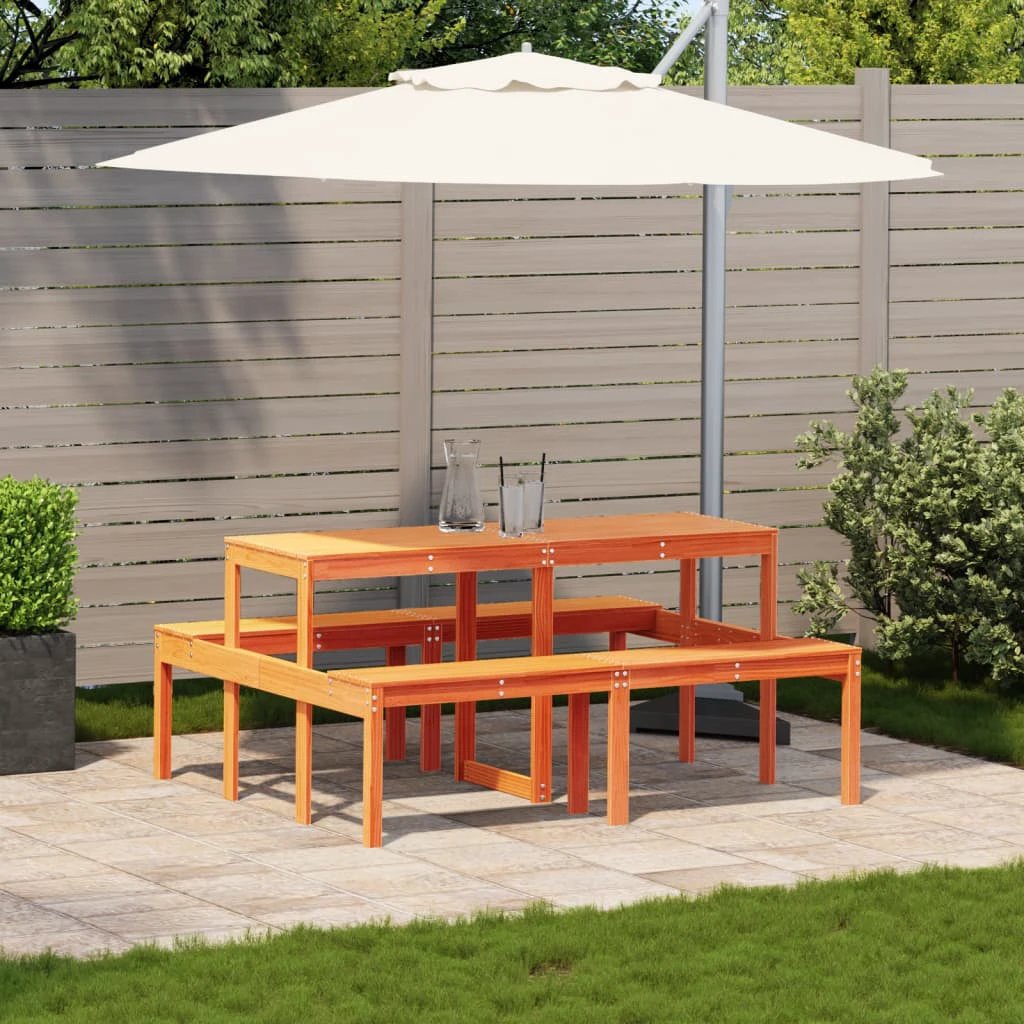 vidaXL Picnic Table Wax Brown 110x134x75 cm Solid Wood Pine by vidaXL