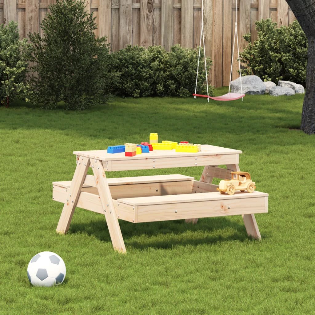 vidaXL Picnic Table for Kids Wax Brown 88x97x52 cm Solid Wood Pine by vidaXL