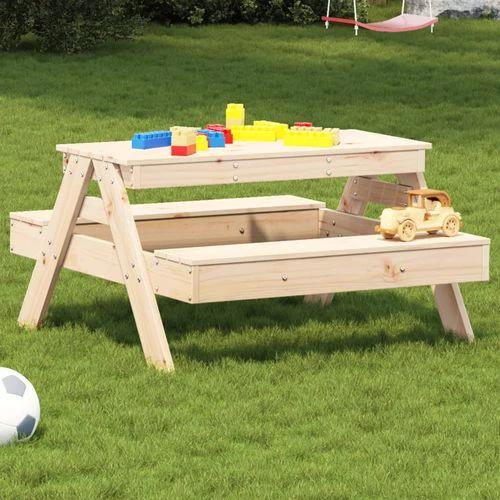 vidaXL Picnic Table for Kids Wax Brown 88x97x52 cm Solid Wood Pine - Picnic Tables