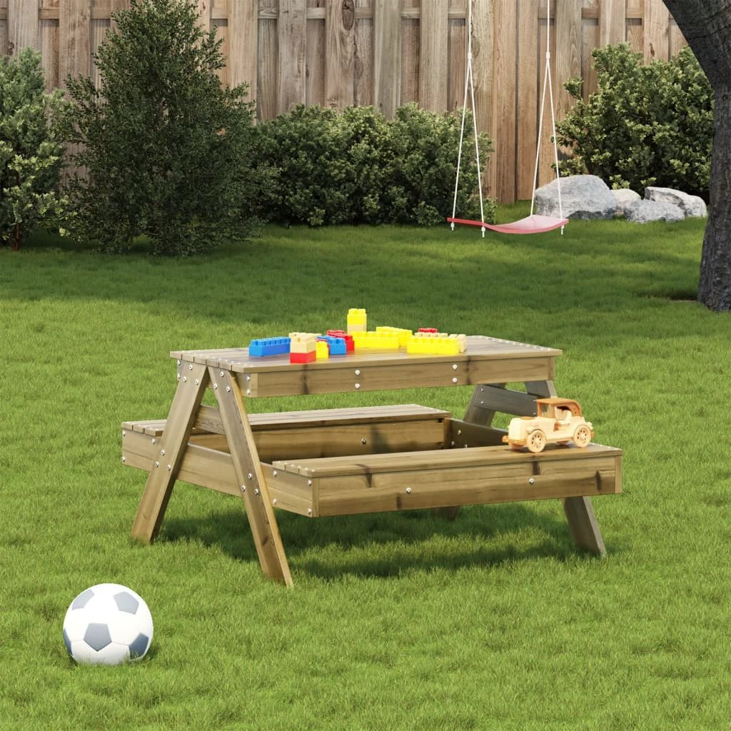 vidaXL Picnic Table for Kids Wax Brown 88x97x52 cm Solid Wood Pine by vidaXL