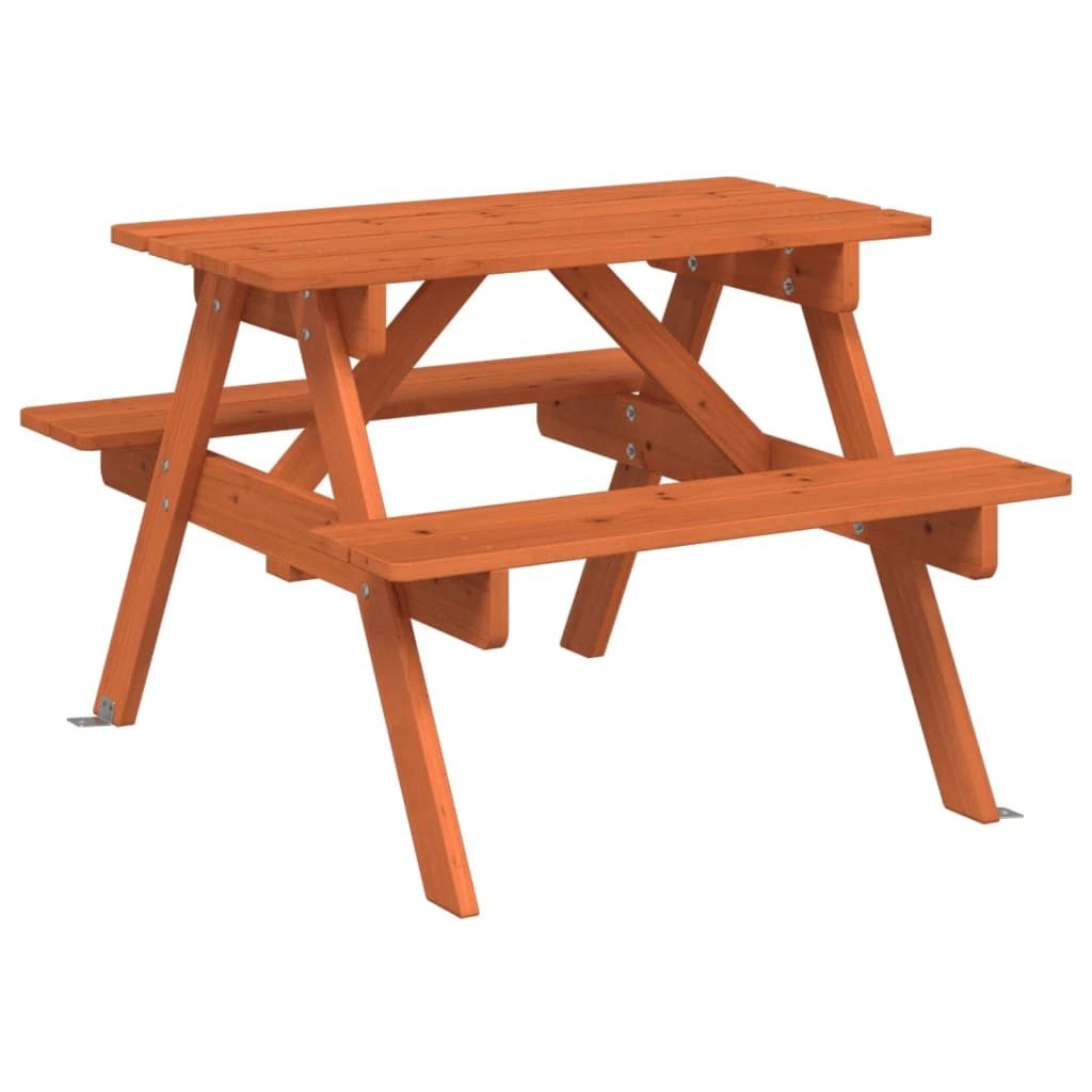 vidaXL Kids' Picnic Table with Benches and Parasol Multicolour Wood by vidaXL