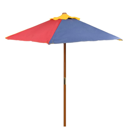 vidaXL Kids' Picnic Table with Benches and Parasol Multicolour Wood by vidaXL