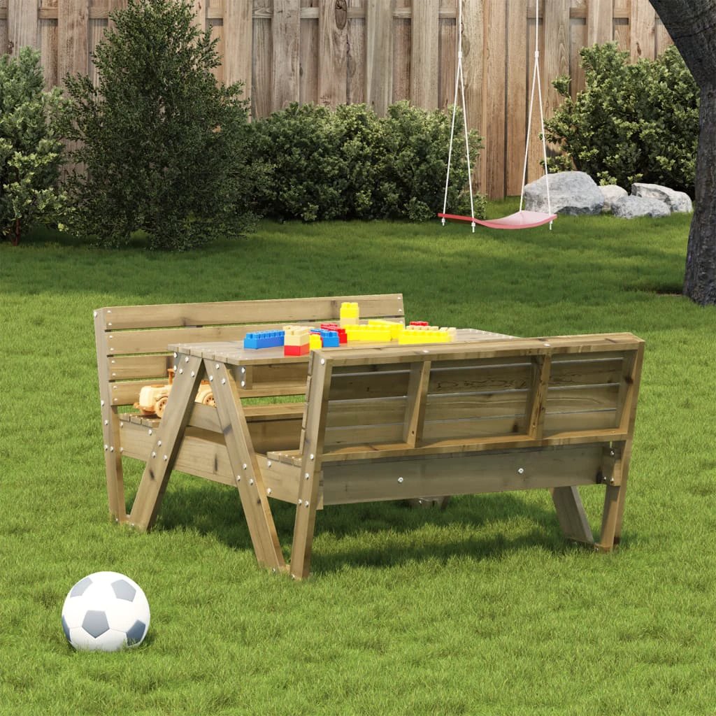 vidaXL Picnic Table for Kids Wax Brown 88x122x58 cm Solid Wood Pine by vidaXL