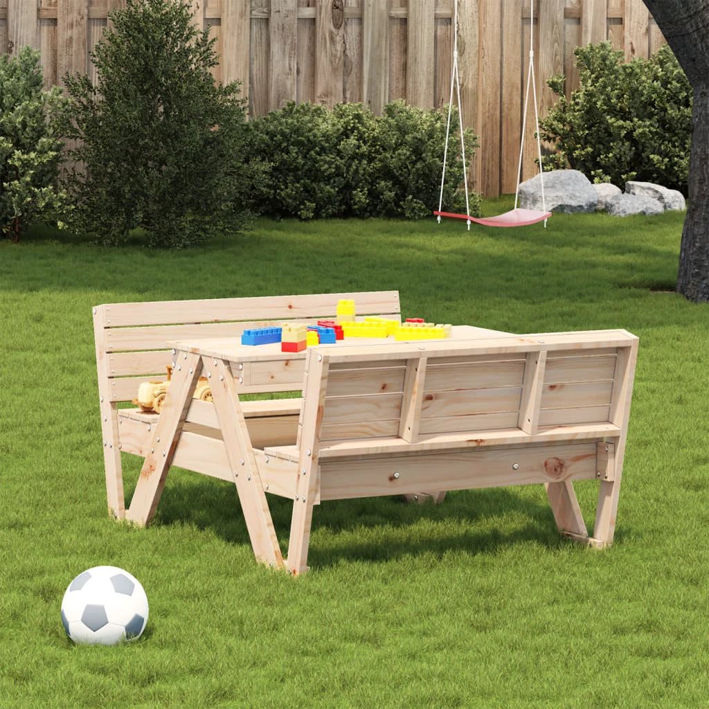vidaXL Picnic Table for Kids Wax Brown 88x122x58 cm Solid Wood Pine by vidaXL