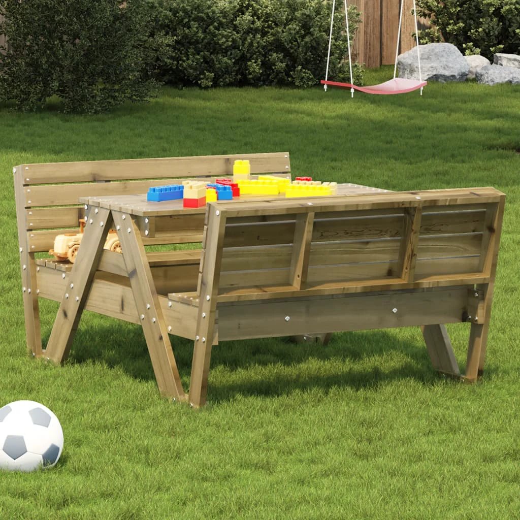 vidaXL Picnic Table for Kids Wax Brown 88x122x58 cm Solid Wood Pine by vidaXL