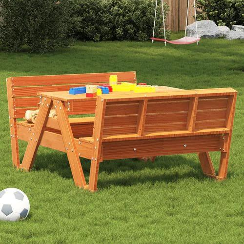 vidaXL Picnic Table for Kids Wax Brown 88x122x58 cm Solid Wood Pine - Picnic Tables