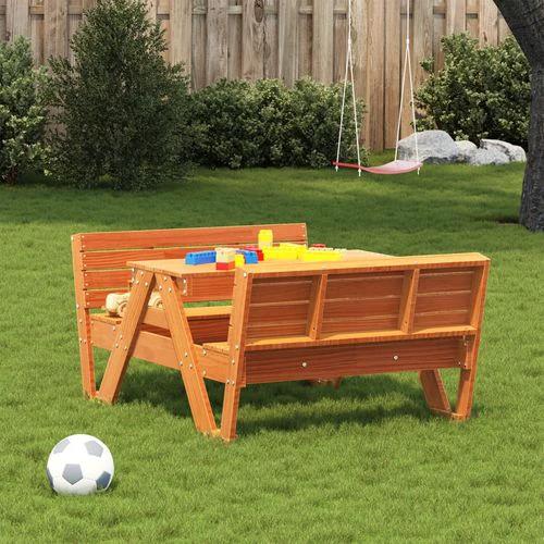 vidaXL Picnic Table for Kids Wax Brown 88x122x58 cm Solid Wood Pine - Picnic Tables